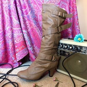 Light brown 70s knee high boots
